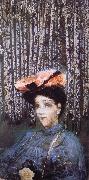 Mikhail Vrubel The portrait of Isabella in front of birch USA oil painting artist